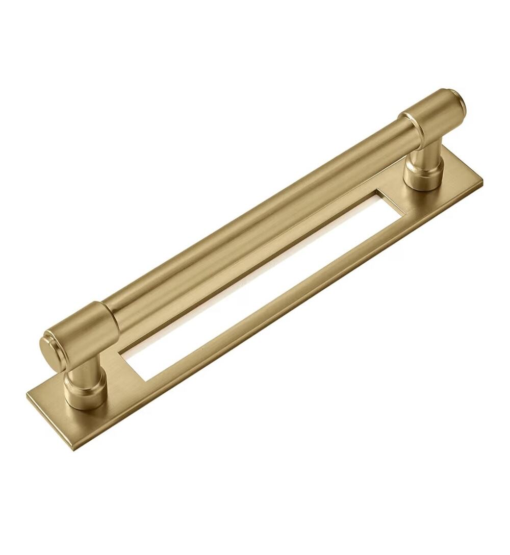 5 Pack Cabinet Pull Backplate 6" 152mm Brushed Gold Brass Zinc NIB